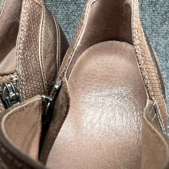 Dansko Marcia Ankle Boots Women's Size 8 Brown Leather Inside Zip Slip On Heeled - Picture 10 of 14
